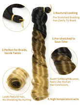 Charger l'image dans la galerie, Lot 8 extensions French Curl 24", brun ombré T1B/33, 100g/paquet, pour tressage femme