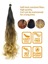 Charger l'image dans la galerie, Lot 8 extensions French Curl 24", brun ombré T1B/33, 100g/paquet, pour tressage femme