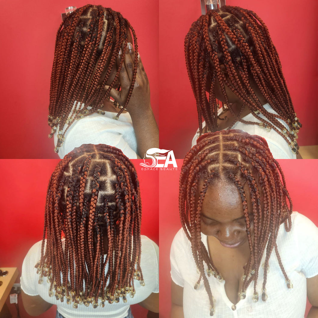 Knotless braids coupe carrée avec perle